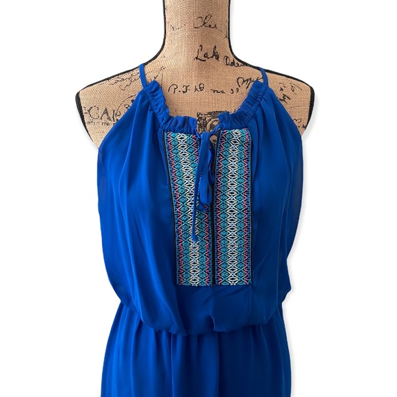 En Focus Electric Blue Studio Dress with Embroidery Size 8 - Picture 3 of 3